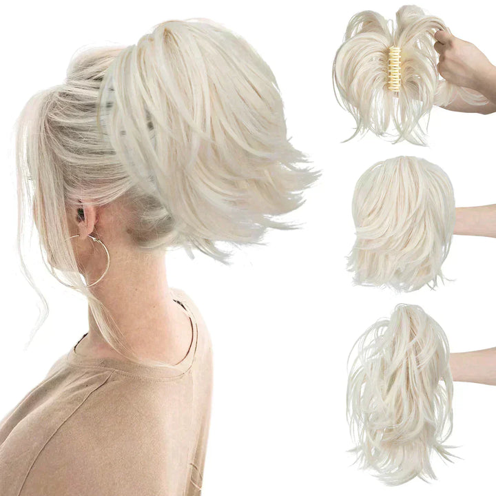 Vielseitiges Damen Haarteil: Synthetischer Dutt & Pferdeschwanz für schnelle Transformationen und Styling.