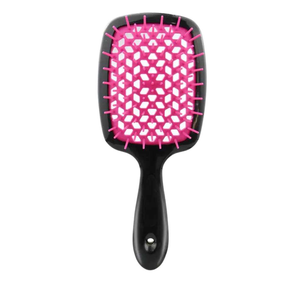Ergonomische TangleFree Entwirrbürste für leichtes, schmerzfreies Durchkämmen; macht Haar glatt und knotenfrei.