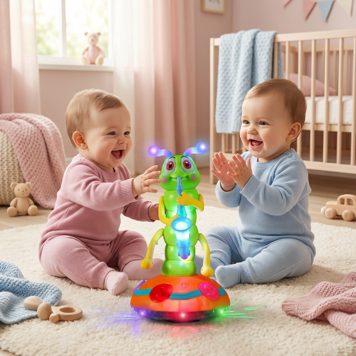 Fröhliche tanzende Saxophon Raupe, elektrisches Kleinkindspielzeug fördert spielerisch Musik & Bewegung.
