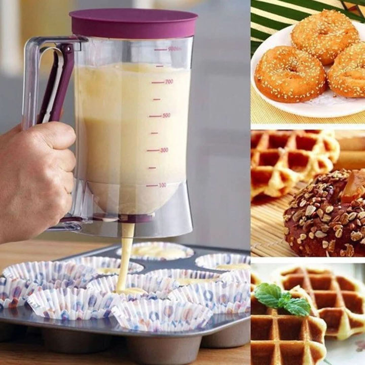 Robuster Teigspender für gleichmäßige Pfannkuchen und Waffeln; unverzichtbares Backzubehör in der Küche.