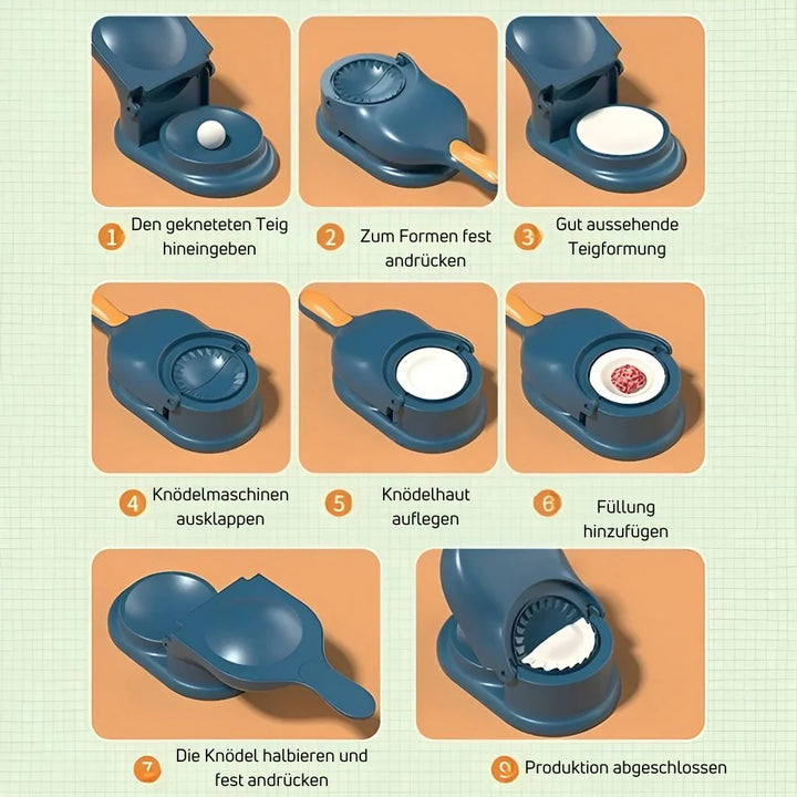 Vielseitiger Teigformer & Kochzubehör: Teigtaschenpresse Duo für perfekte Dumplings, Ravioli & mehr.