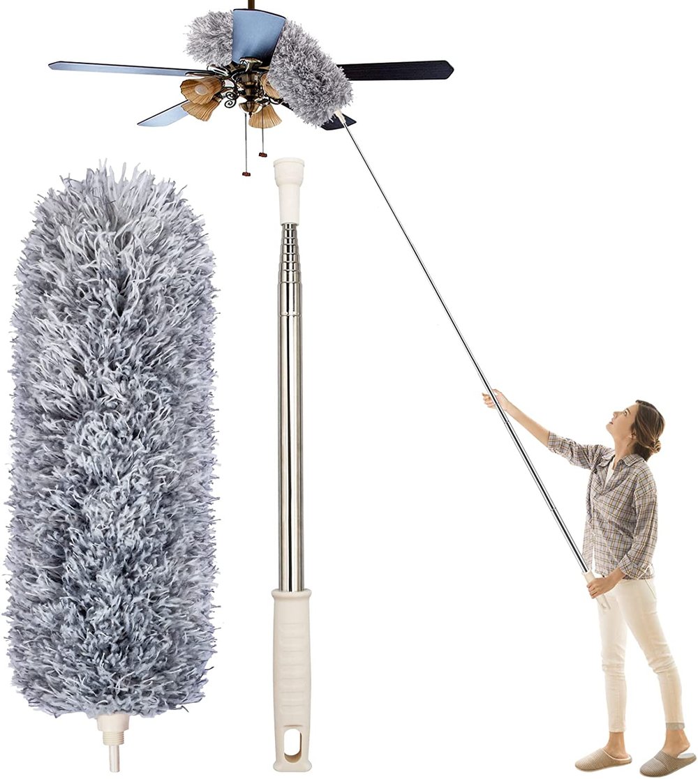 Teleskop-Mikrofaserstaubwedel für mühelose Hochreinigung und Sauberkeit im Haushalt.