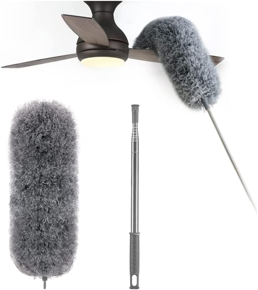 Waschbarer Mikrofaser-Staubwedel mit Teleskopstange, ideal für hygienische und dauerhafte Sauberkeit.