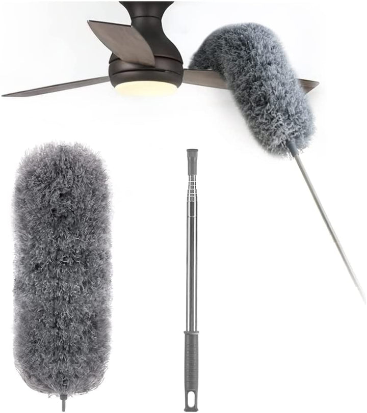 Waschbarer Mikrofaser-Staubwedel mit Teleskopstange, ideal für hygienische und dauerhafte Sauberkeit.