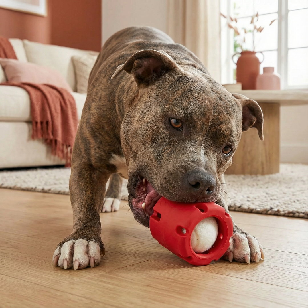 Tennis-Taumel Hundespielzeug, interaktives Kauspielzeug für aktive Hunde.