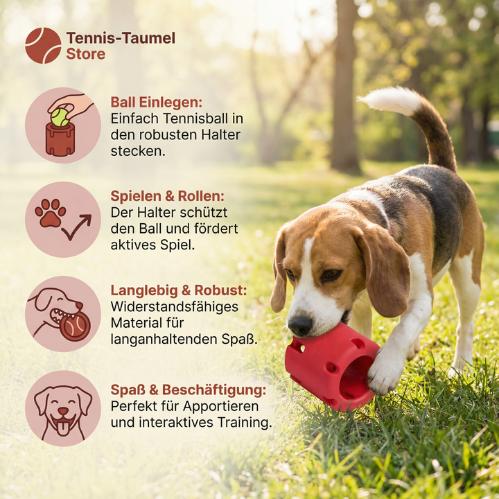 Robustes Tennis-Taumel Kauspielzeug für Hunde, langlebiger Spaß beim Kauen.