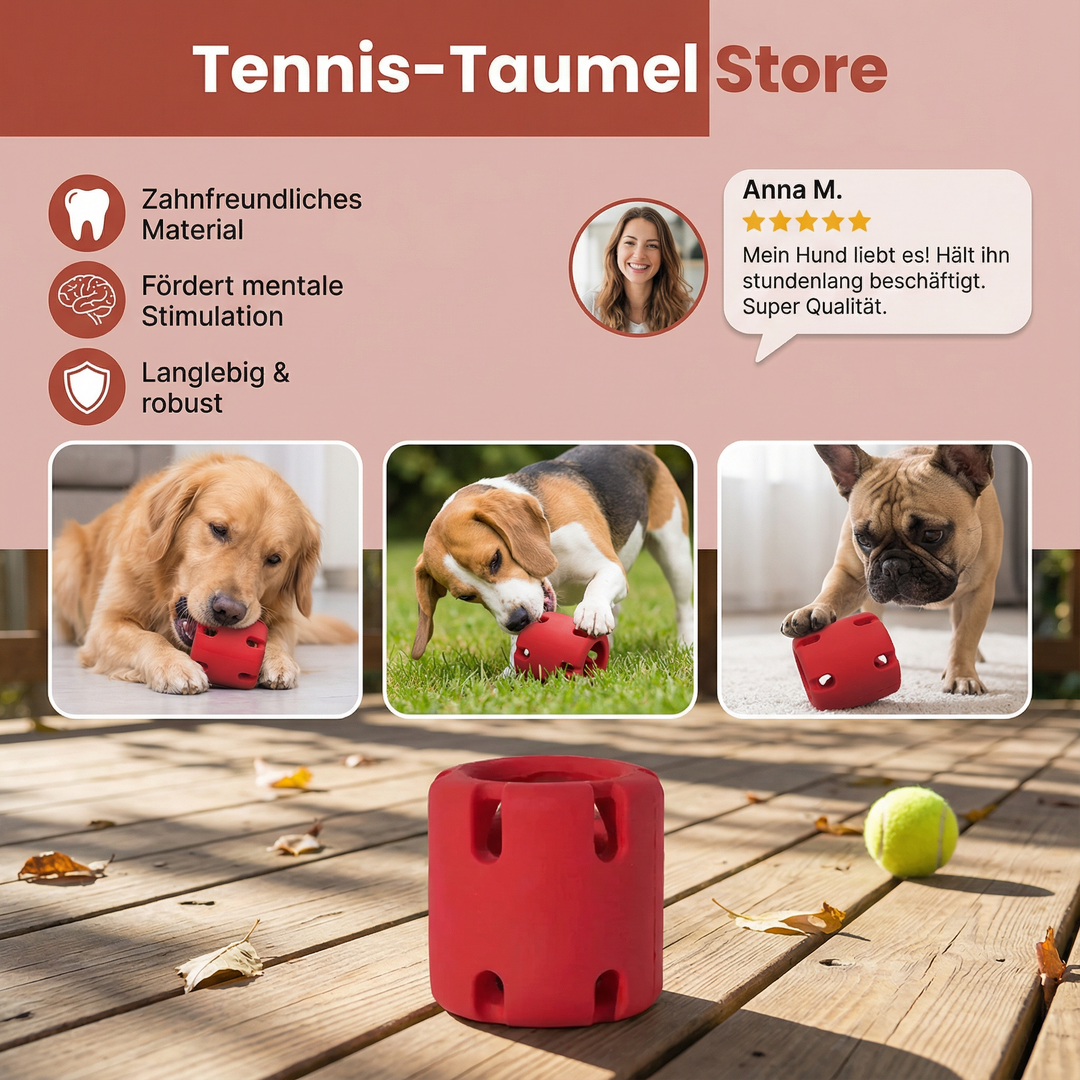 Farbiger Tennis-Taumel, interaktives Hundespielzeug für Spiel und Aktivität.