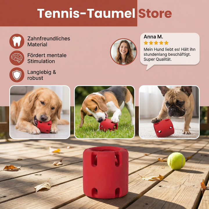 Farbiger Tennis-Taumel, interaktives Hundespielzeug für Spiel und Aktivität.