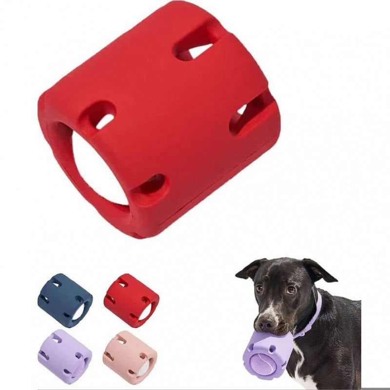 Detailansicht des Tennis-Taumel Hundespielzeugs, robustes Design für langanhaltenden Spaß.
