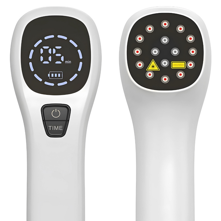 Modernes TheraLaser Pro LLLT-Therapiegerät für schnelle Regeneration bei Sportverletzungen und chronischen Schmerzen.
