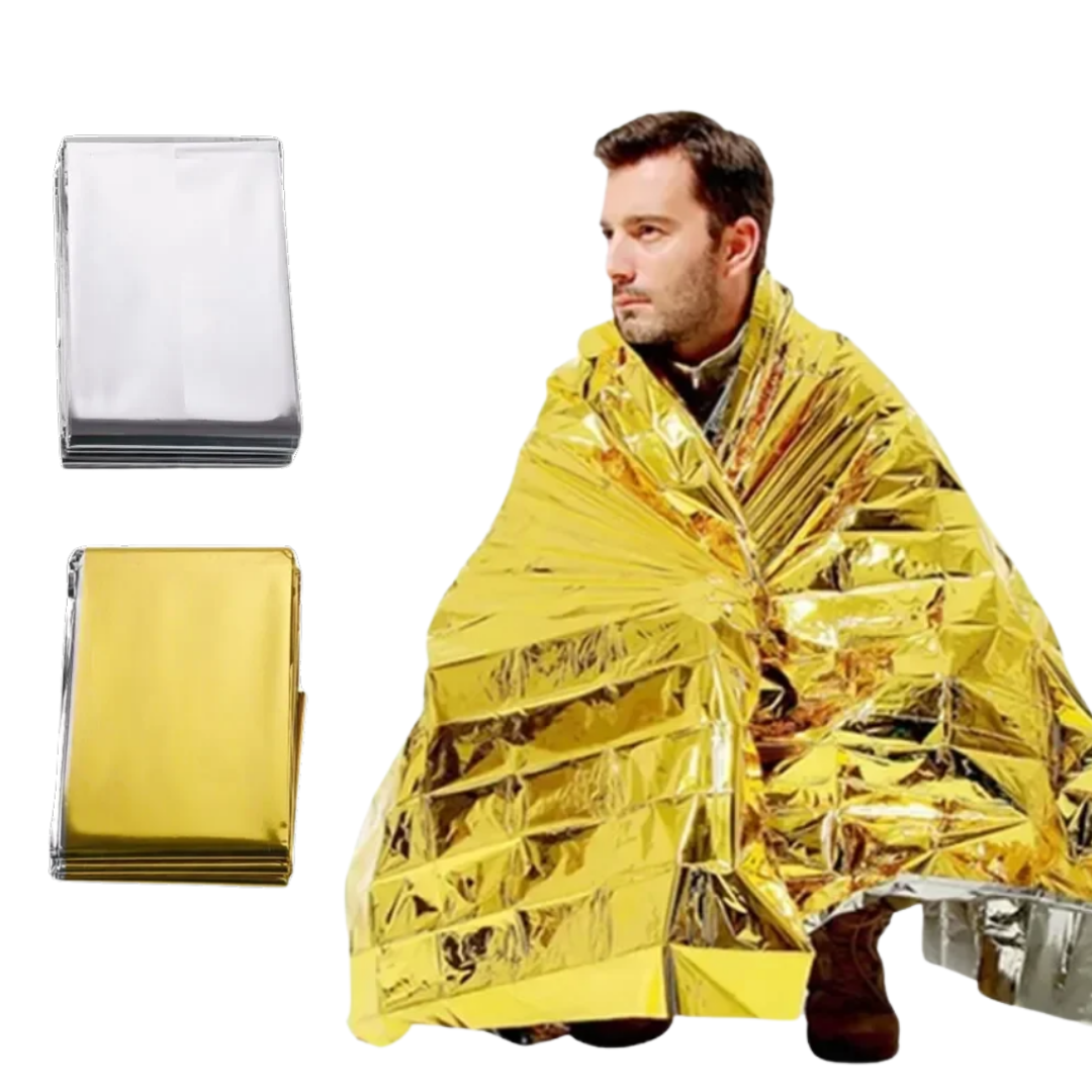ThermaShield Notfall-Poncho, multifunktionale Isolationsdecke für Wärme & Schutz bei Outdoor-Abenteuern.
