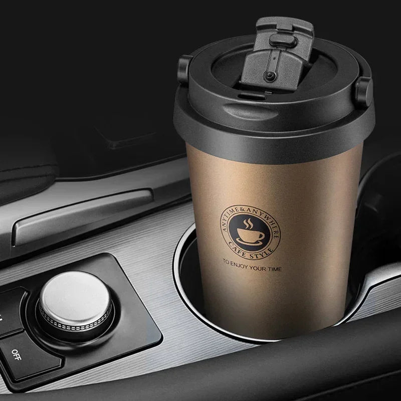 ThermaSip Isolierbecher aus Edelstahl 500ml für heiße und kalte Getränke, ideal für Büro & unterwegs.