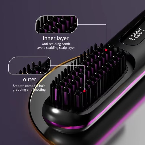 Kabellose thermische Styling-Bürste. Ideal für flexibles Styling von Volumen und Glanz in kurzem Haar.
