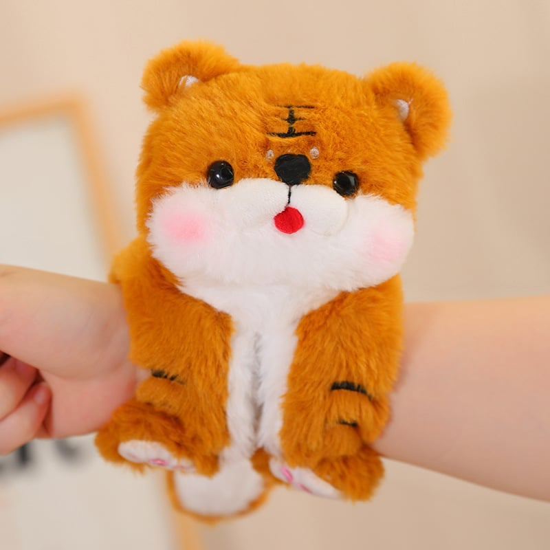 Handgelenk-Accessoire: Plüsch Schnapparmband. Tierisches Design, beliebtes Kinderspielzeug & Geschenkidee.