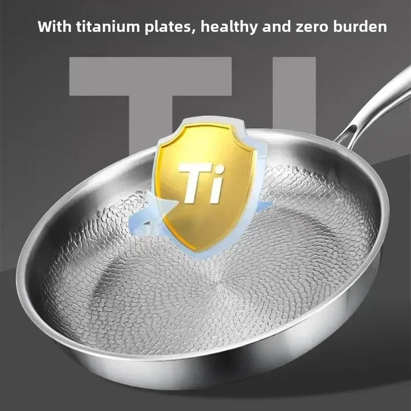 Langlebige Titan-Bratpfanne, antihaftbeschichtet und induktionsfähig, für täglichen Gebrauch in der Küche.