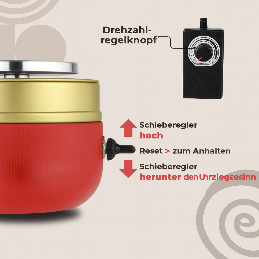 Handliche Mini-Töpferscheibe zum Basteln und Töpfern von Keramik und Ton zu Hause. Perfekt für kreative DIY-Geschenke.