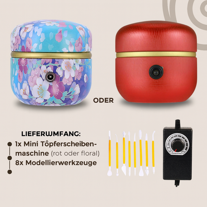 Geschenkidee: TonMeister Mini-Töpferscheibe für kreative DIY-Projekte, zum Töpfern mit lufttrocknendem Ton und Keramik.
