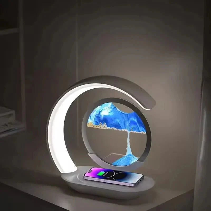 Touch-LED-Sandmal-Lampe mit kabellosem Laden, erzeugt faszinierende Sandbilder & modernes Stimmungslicht.