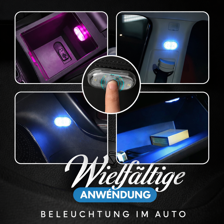 Wiederaufladbare Auto Innenbeleuchtung mit USB-Ladefunktion. Mini LED Lampe mit Touchsensor für Kfz.