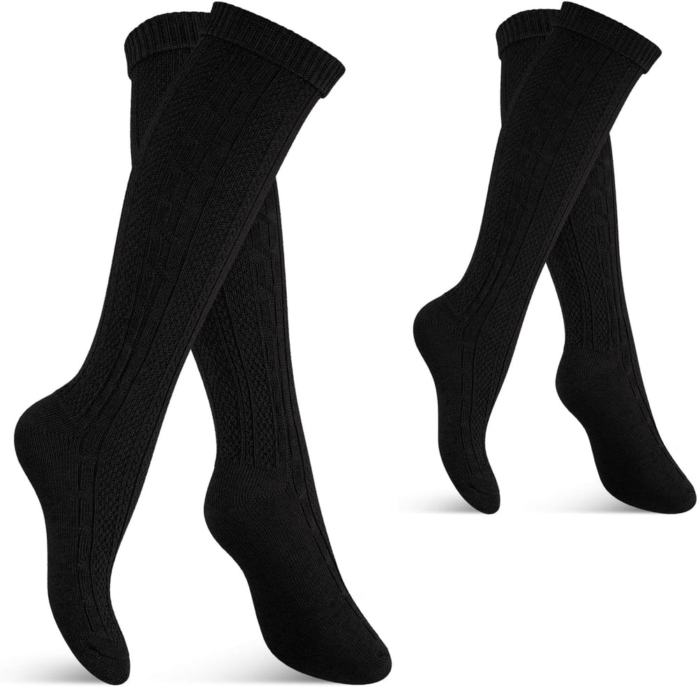 Bequeme Unisex Trachtenstrümpfe (2er-Pack) mit traditionellem Strickmuster für Damen & Herren zum Oktoberfest.