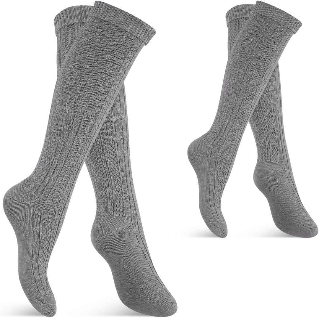 Klassische Trachtenstrümpfe im 2er-Pack, Unisex Kniestrümpfe mit bequemem Sitz für Oktoberfest Trachtenmode.