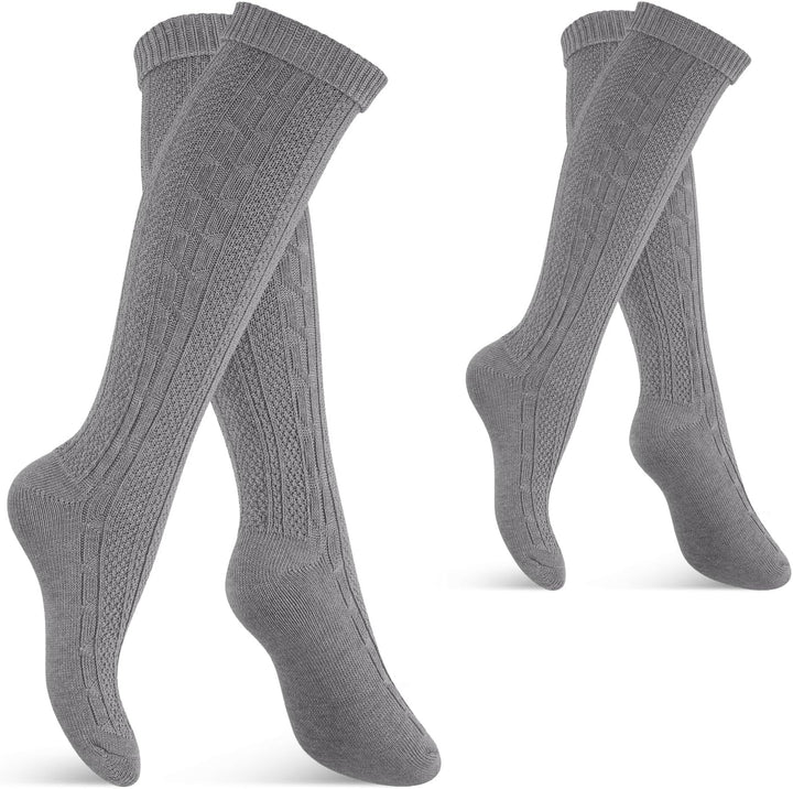 Klassische Trachtenstrümpfe im 2er-Pack, Unisex Kniestrümpfe mit bequemem Sitz für Oktoberfest Trachtenmode.