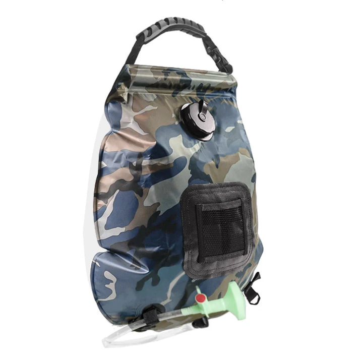 Tragbare 20L Solardusche für Camping & Outdoor-Abenteuer. Umweltfreundliche mobile Dusche für warmes Wasser.