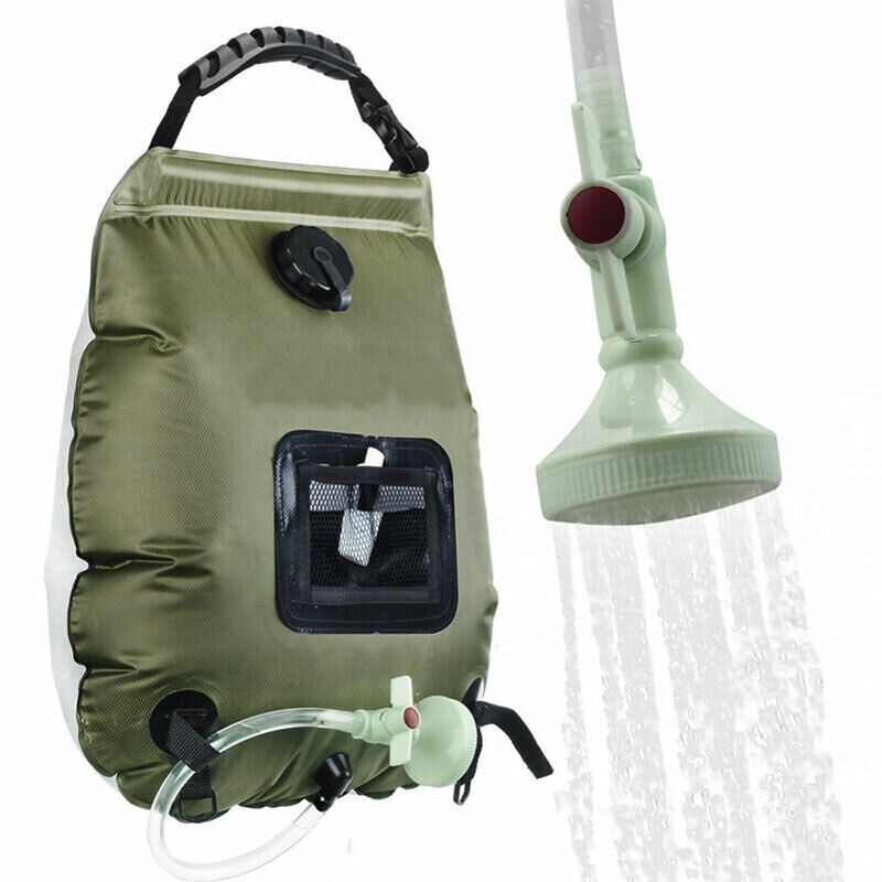 Tragbare Campingdusche SunStream für warme Duschen unterwegs. Ideal für Outdoor, Camping & Reise. Sonnenenergie, 20L.
