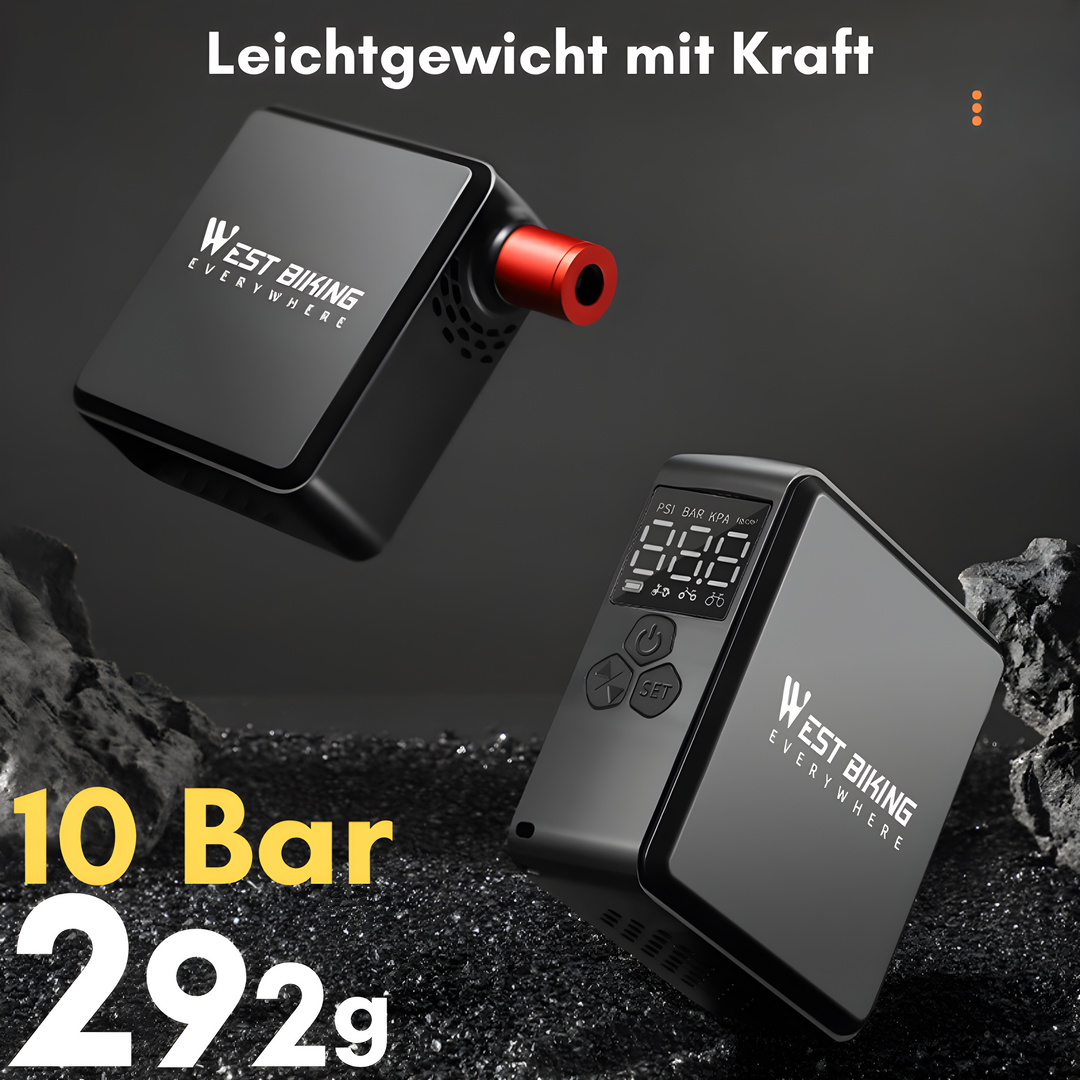 PowerPump Mini: Tragbare elektrische Luftpumpe für Outdoor-Abenteuer. Kompakter Reifenfüller und Ballpumpe mit USB-C.
