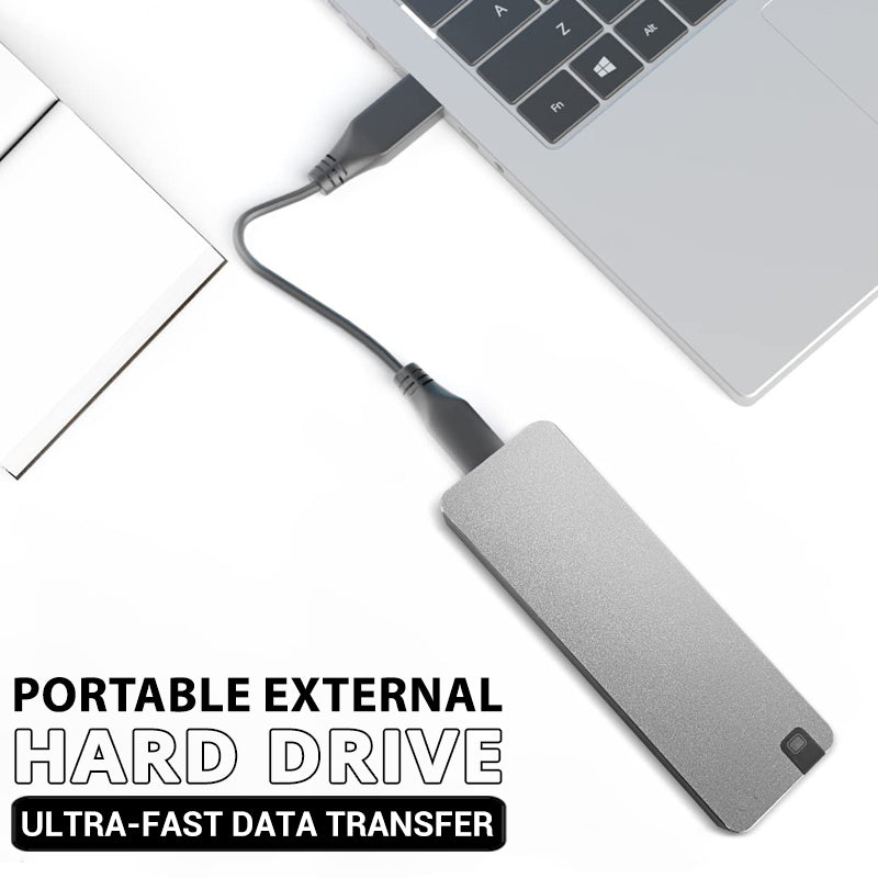Robuste externe SSD aus Aluminiumgehäuse für sichere mobile Datensicherung.