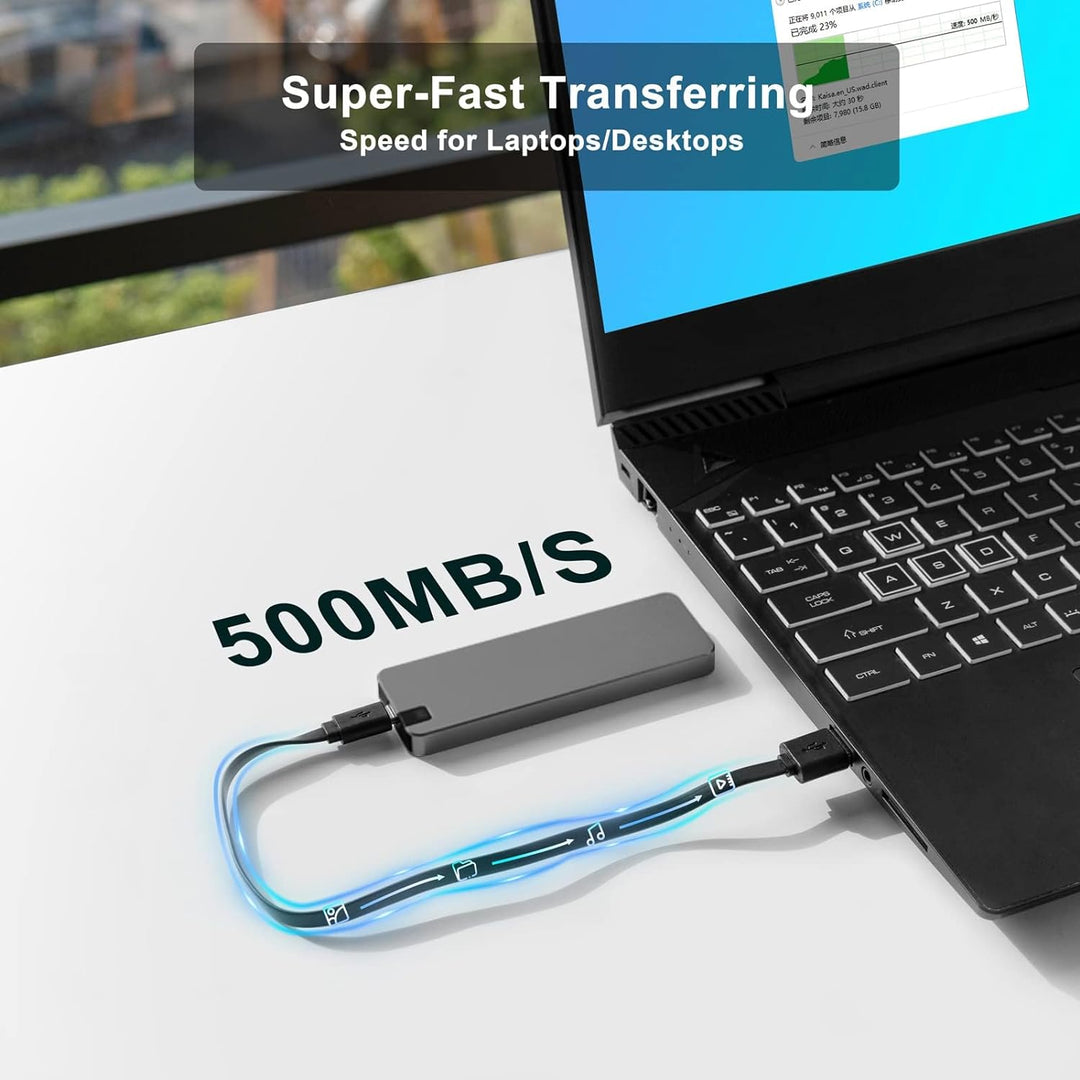 Robuste externe SSD aus Aluminium, langlebiger mobiler Datenspeicher mit USB 3.2 für maximale Sicherheit.