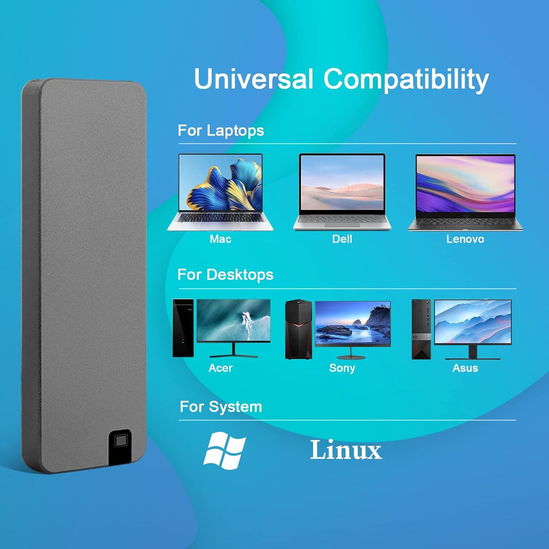 Tragbare externe SSD am Laptop, schneller und robuster mobiler Datenspeicher für Backups und unterwegs.