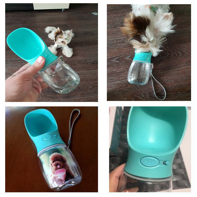Robuste Hundetrinkflasche für Wanderungen und Autofahrten, spendet Hunden sauberes Wasser.