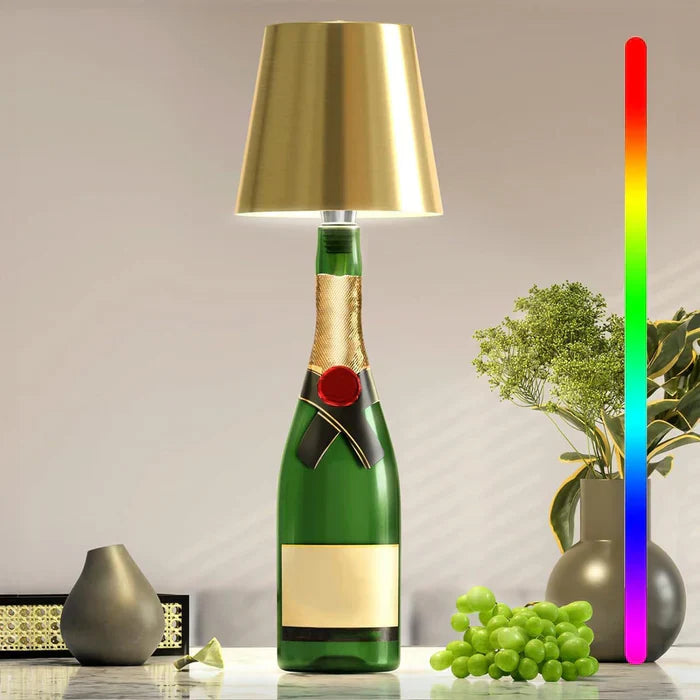 Stilvolle tragbare LED Ambiente-Flaschenlampe, kabellos, dimmbar, ergänzt jede Einrichtung.