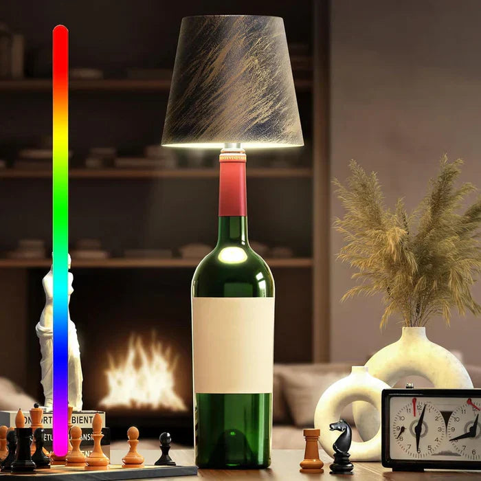 Tragbare LED Flaschenlampe mit Touch-Steuerung, dimmbar, Akku, als Nachtlicht oder Partylampe.