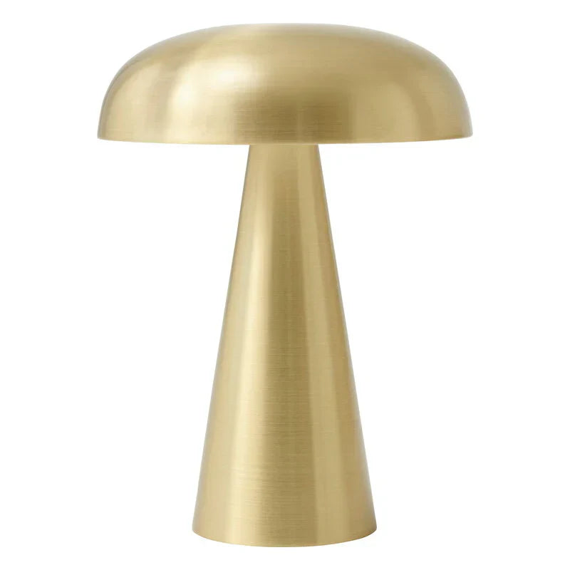 Kabellose LED Tischlampe, dimmbar, gold/bronze Metall, Pilzlampe für stilvolles, tragbares Ambiente Licht.