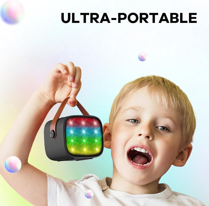 Veylo tragbare Karaoke-Anlage: Bluetooth-Lautsprecher, 2 kabellose Mics, LED-Licht, Stimmverzerrer.