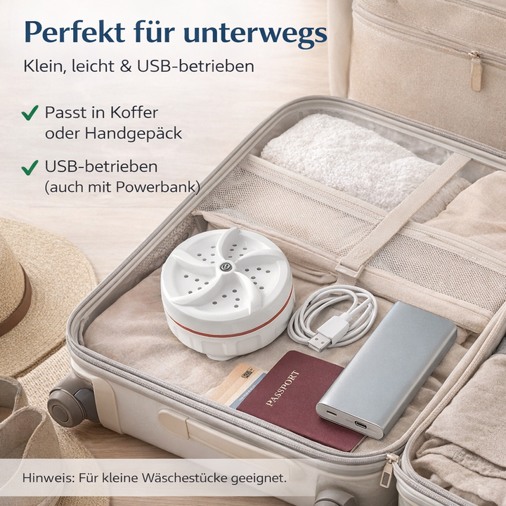 Platzsparende Mini Waschmaschine für kleine Küchen, Singlehaushalte & empfindliche Wäsche.