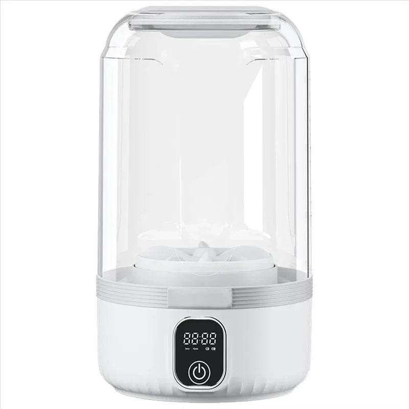 Tragbare Mini-Waschmaschine mit LED-Display für Reisen. Ideal für Camping, Wohnmobile und kleine Wäschestücke.