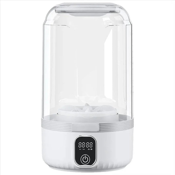 Tragbare Mini-Waschmaschine mit LED-Display für Reisen. Ideal für Camping, Wohnmobile und kleine Wäschestücke.