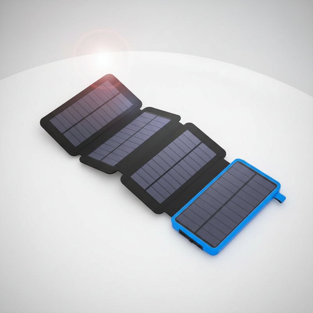 Vielseitige SunChargeo Solarpowerbank für tragbare Stromversorgung, mit integrierter Taschenlampe für jedes Handy.