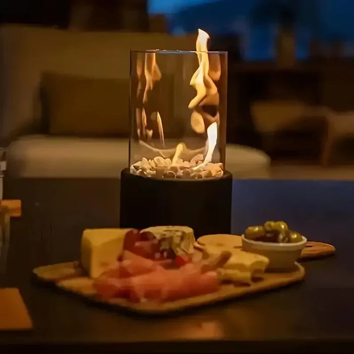 Gemütliche Tischfeuer Laterne, perfekt als Herbstdeko oder Ambiente-Beleuchtung für entspannte Abende drinnen/draußen.
