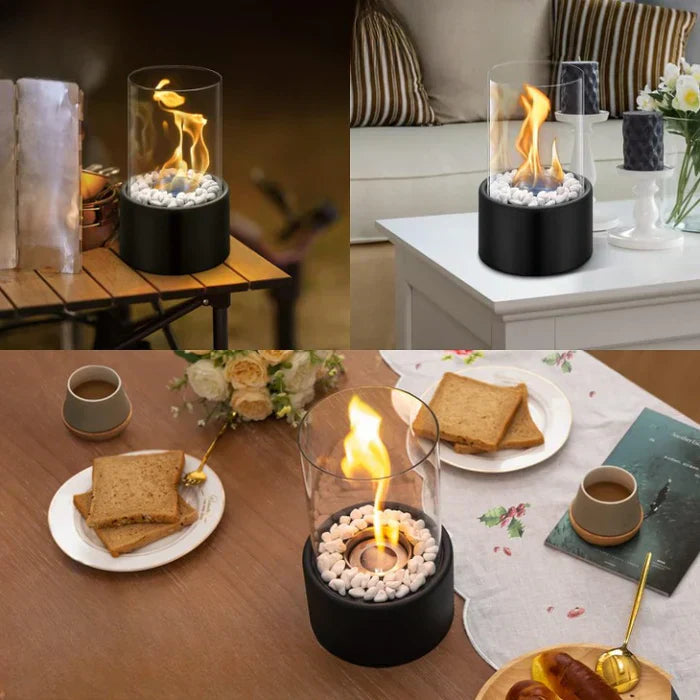Vielseitige Tischfeuer Laterne, ideal als stilvolle Dekoration und wärmende Lichtquelle für alle Wohnbereiche.