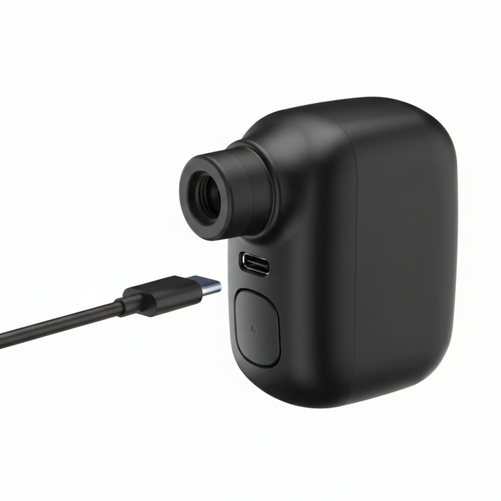 Leichte und tragbare Mini Reifenpumpe mit USB-C für schnelles Aufpumpen der Fahrradreifen.