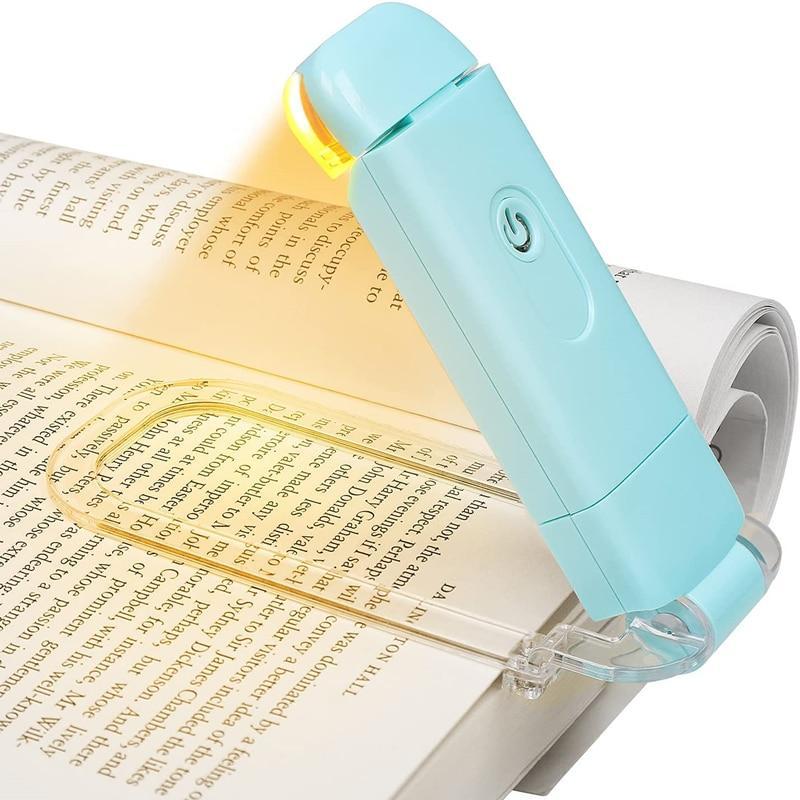Kompakte USB LED Buchlicht mit Augenschutz, tragbar in Weiß-Blau, perfekt für entspanntes Lesen.