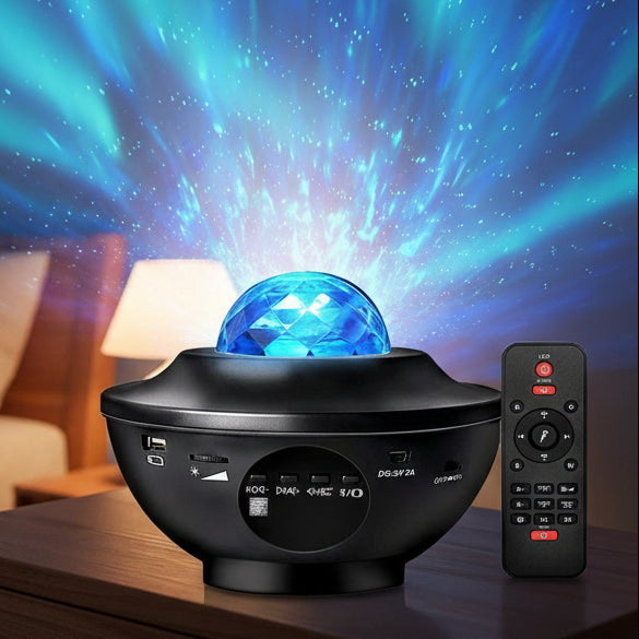 Tragbarer Galaxy Projektor mit Sternenlicht, Nebelprojektor und integriertem Bluetooth Lautsprecher.