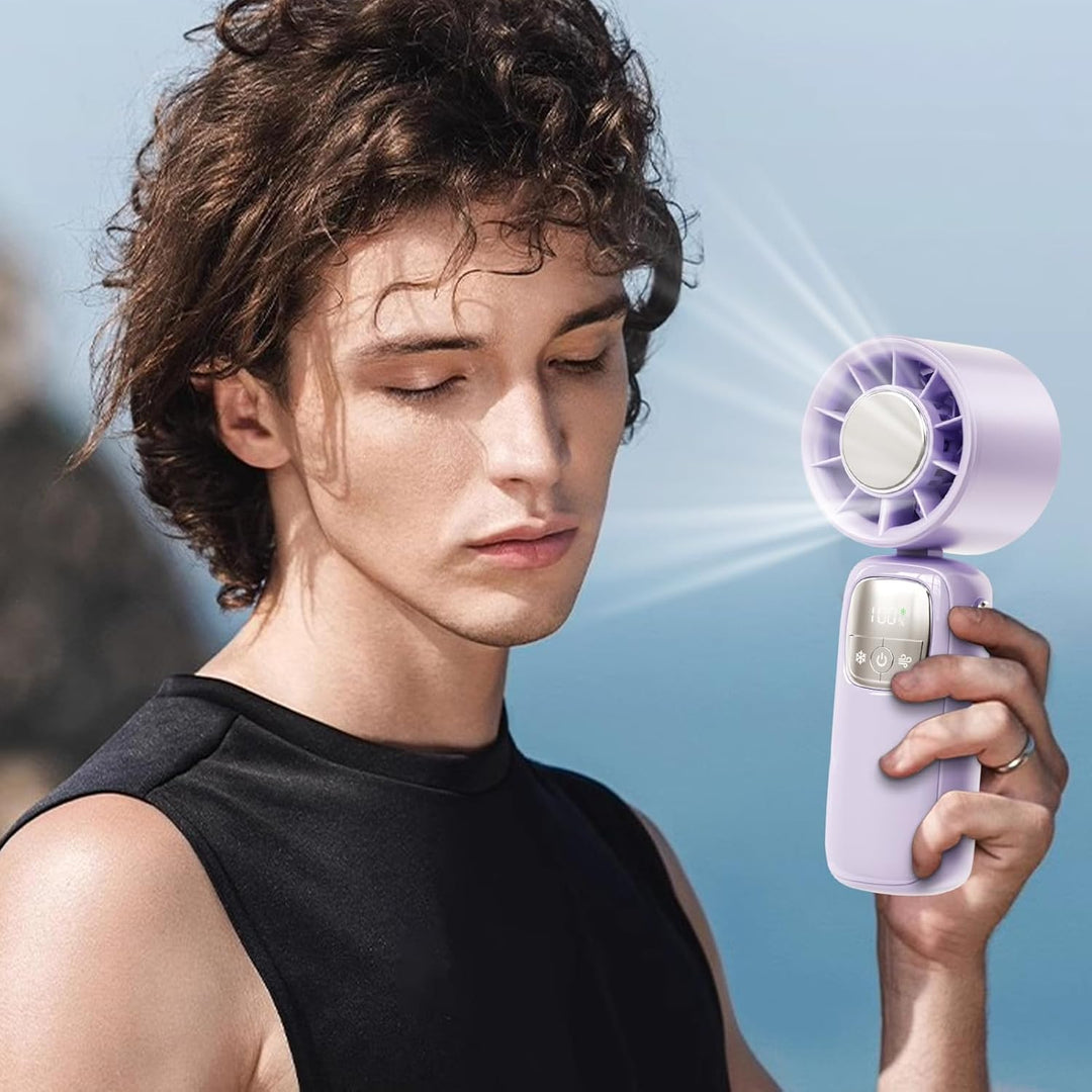 Sommer-Gadget: Faltbarer Handventilator mit Akku, USB-C und LED-Display für kühle Brise unterwegs.