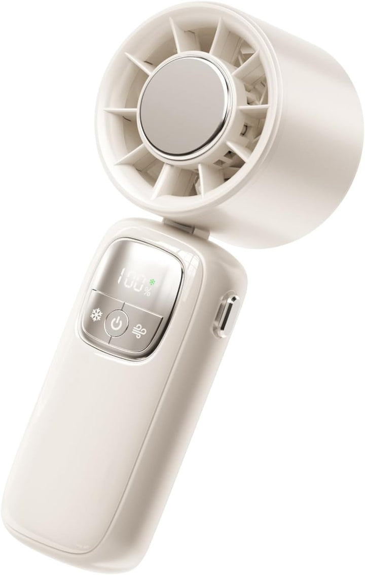 Handlicher Reiseventilator mit 100 Geschwindigkeiten, LED-Display und USB-C für erfrischende Momente.