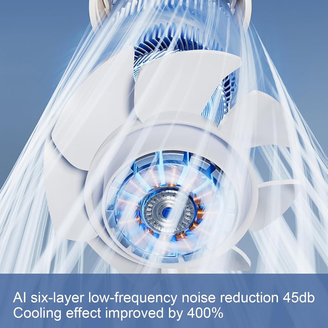 Kompakter LED-Handventilator mit 100 Stufen, faltbar und per USB-C schnell aufladbar.