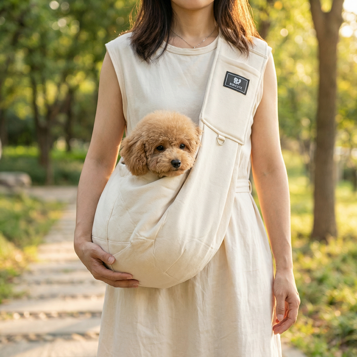 Detailansicht des Hunde-Rucksacks mit verstärktem Boden und Sicherheitsschnallen für maximale Stabilität.